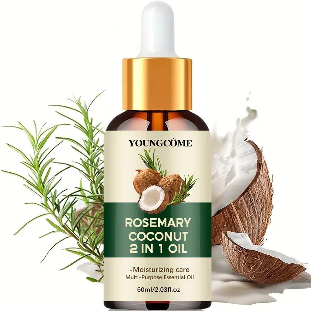 Natural Rosemary Coconut 2-in-1 Oil | Moisturizing Multi-Purpose Essential Oil 30ml, Pack 2