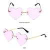 Cosplay Costume Rimless Heart Sunglasses Pink Hippie Sunglasses Metal Sun Glasses Heart-Shaped