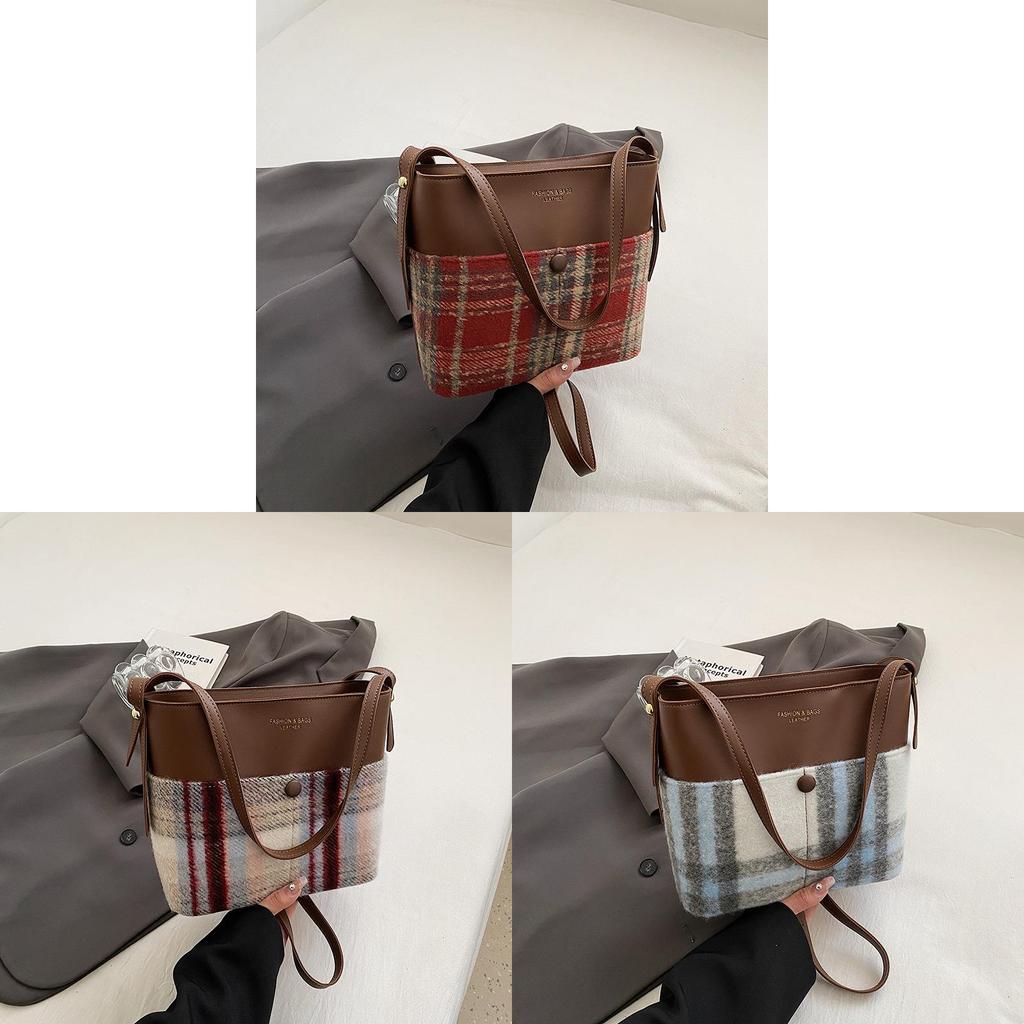 Trendy Cross-border Style Woolen Vintage Bag For Women 2024 Fall Winter Shoulder Bag
