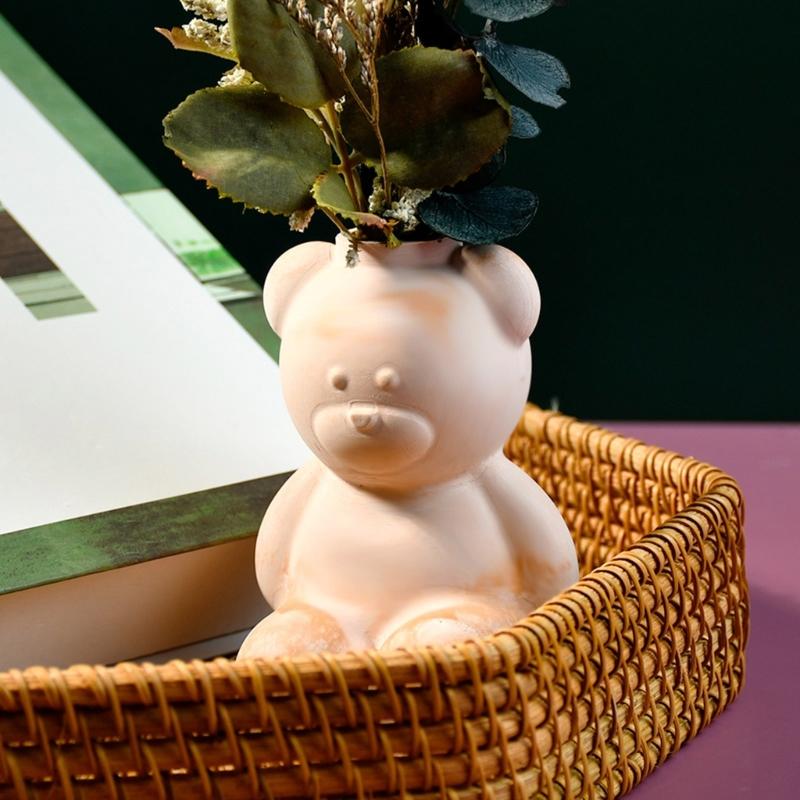 Гибкая силиконовая форма, цементная глиняная форма, гипсовая форма для цветочных горшков для изготовления цветочных горшков в форме медведя или держателей для ручек