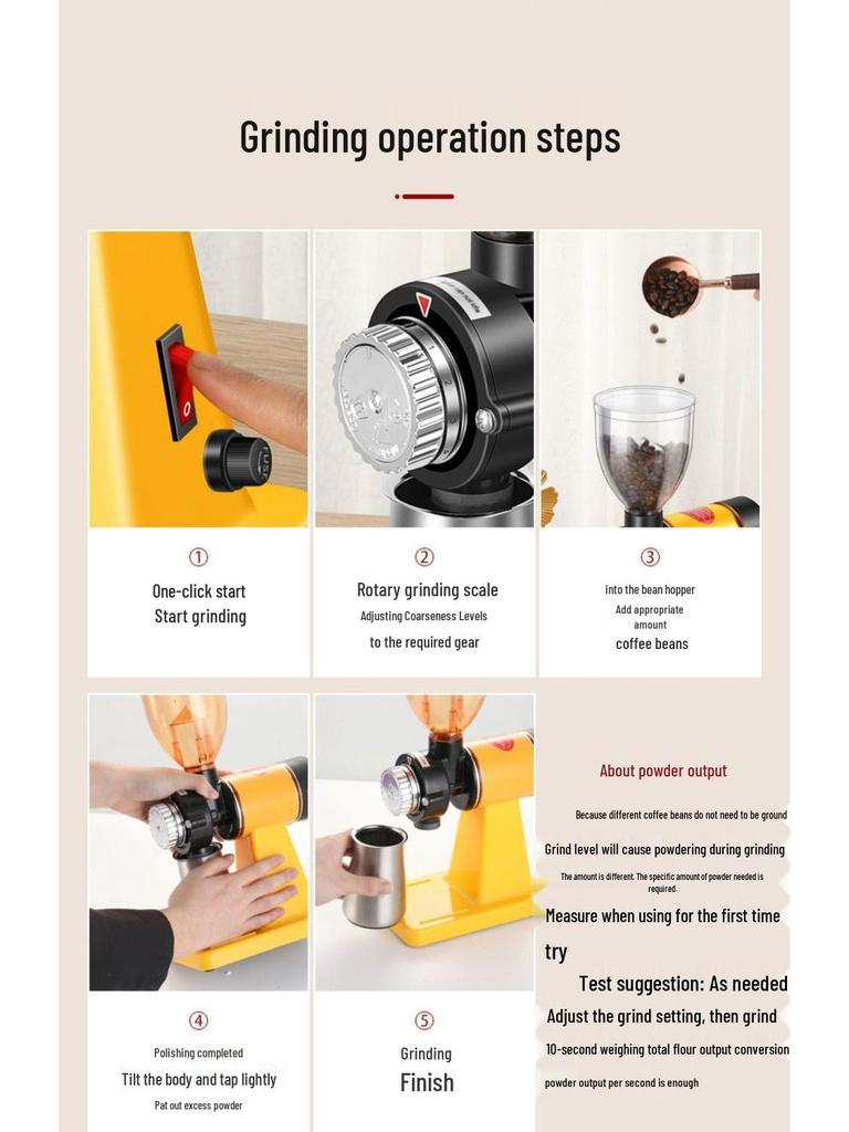 Electric Coffee Bean and Powder Grinder for Household Drip Brewing