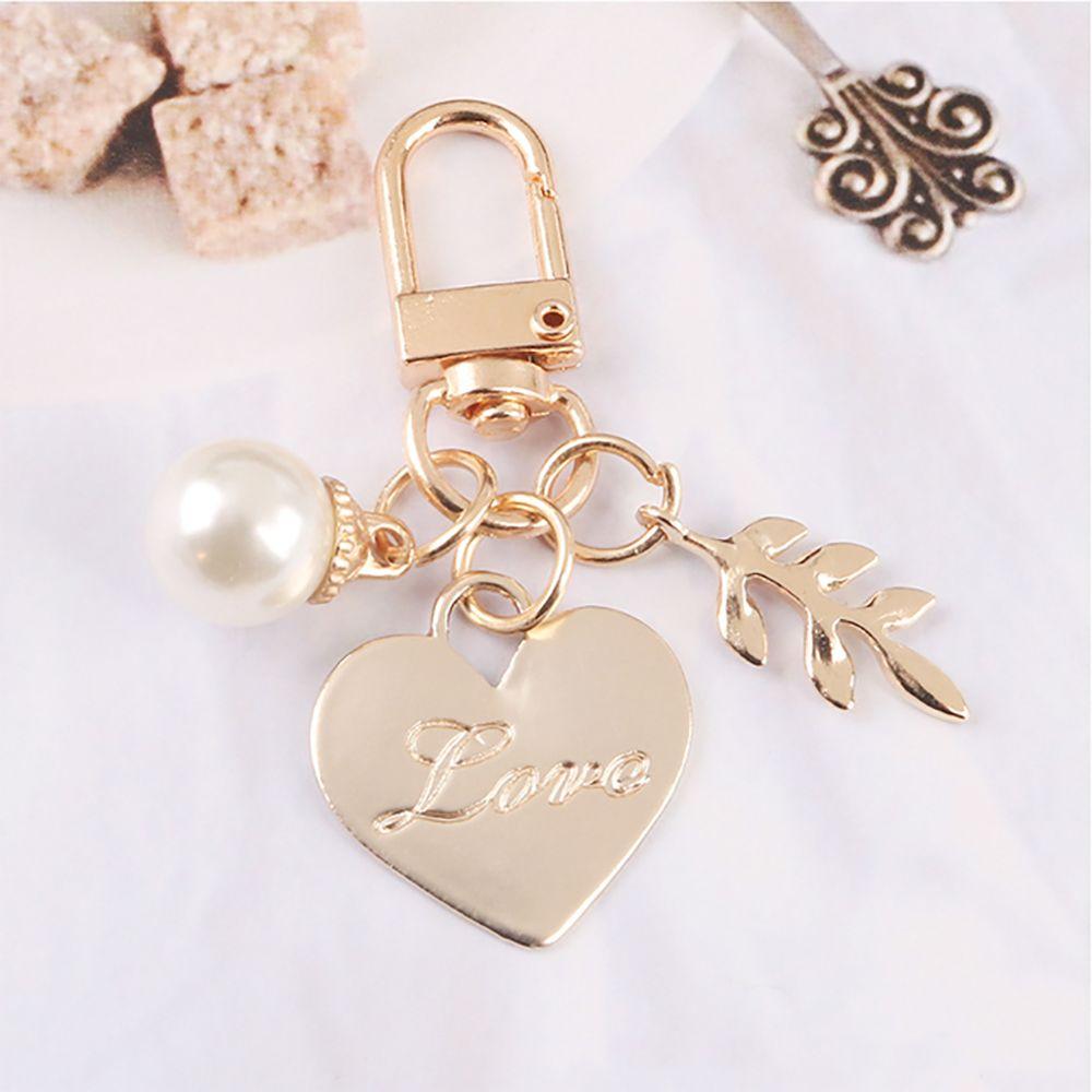 Male Bag Pendant Female Pearl Heart Keychain Women Car Keyring Letter Korean Style Key Lanyard