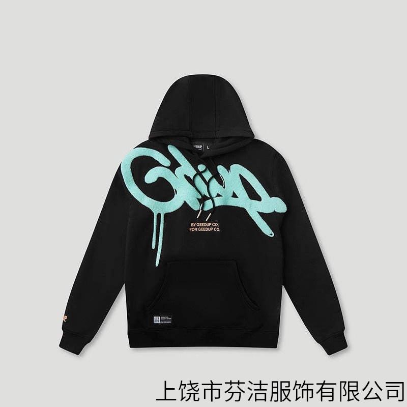 European and American trendy brand letter 3D printing street hoodie men's and women's high street hip hop casual loose pullover sweater