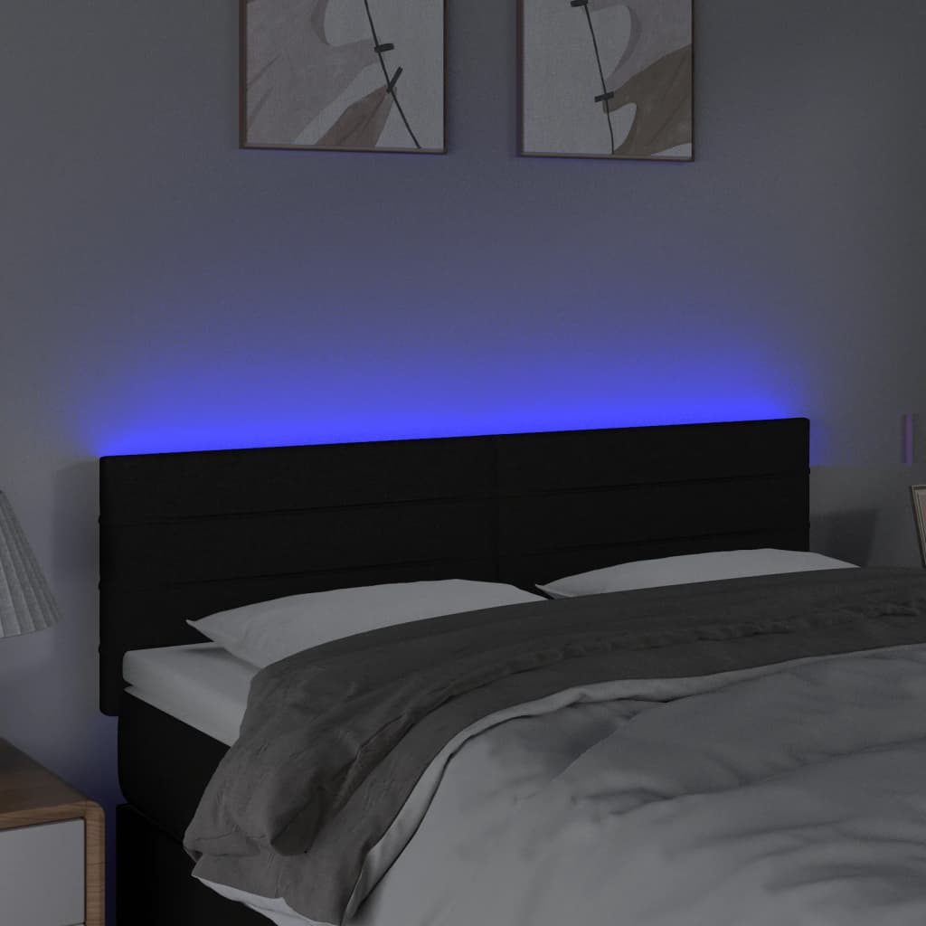 Vidaxl Zagłówek Do Łóżka Z Led, Czarny, 144X5X78/88 Cm, Tkanina