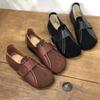Fashion Vintage Cowhide Brown Women's Shoes, Flat Shoes, Grandmother's Shoes, Elderly Shoes, Genuine Leather, Comfortable and Healthy