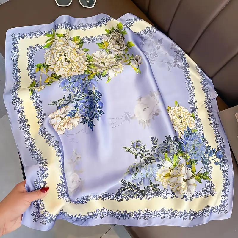 70 Silk Scarf: High-End Korean Style, Versatile Professional Imitation Silk, Retro Printed Women's Scarf