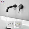 Смеситель для раковины, матовый черный латунный смеситель для ванной комнаты, настенный, поворотный на 360 градусов, современный, с одной ручкой, для горячей и холодной воды