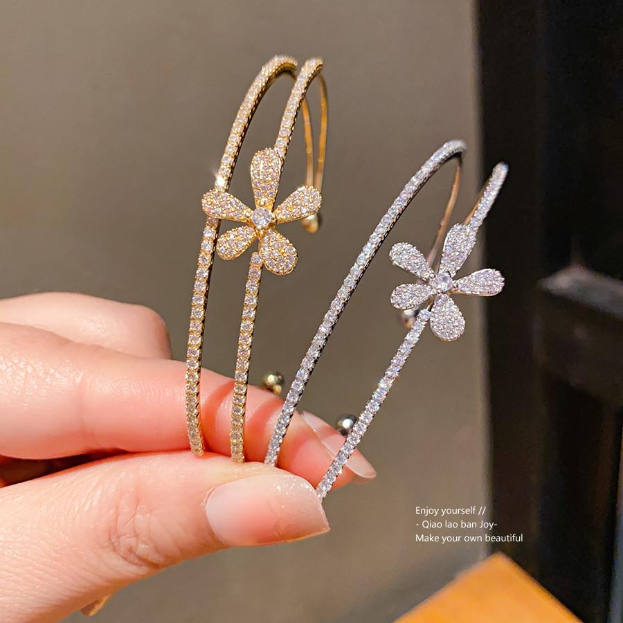 Элегантный двухслойный браслет-цветок с цирконами и кубическим сплавом для модной повседневной носки