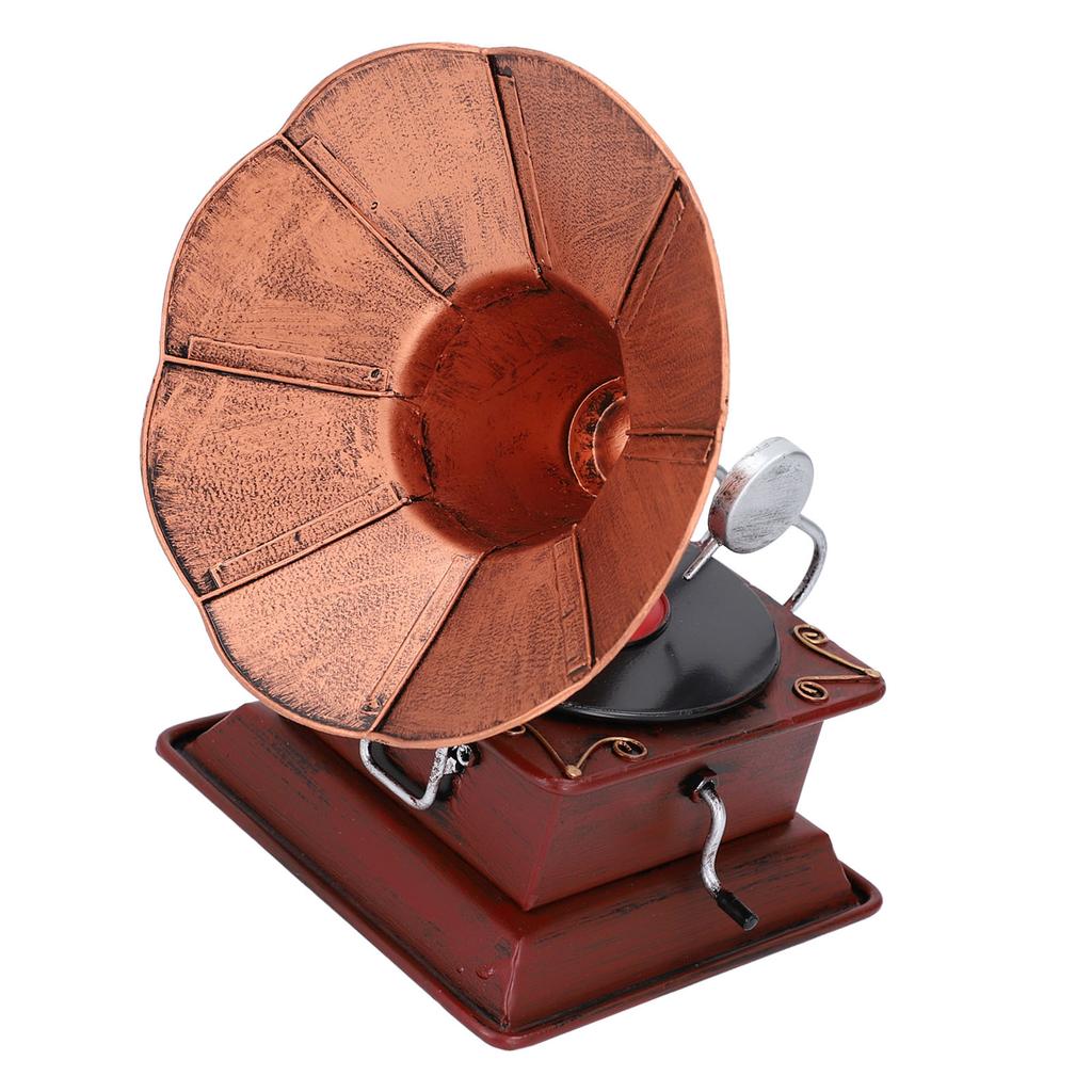 Vintage Phonograph Decor Iron High Simulation Exquisite Workmanship Antique Gramophone Model for
