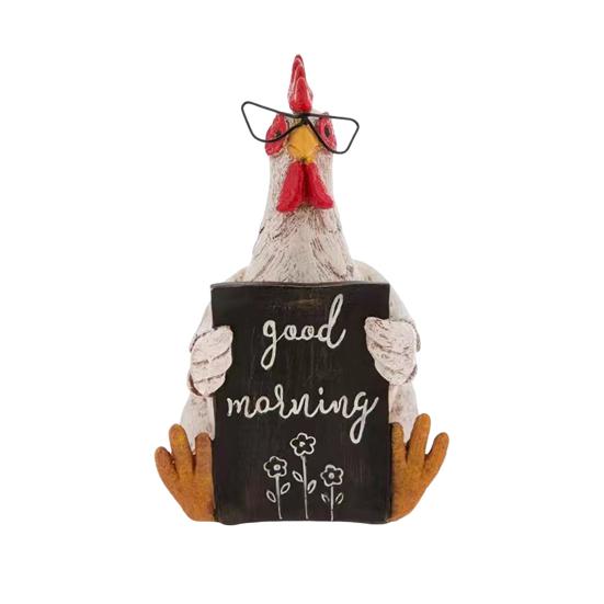 Доброе утро, фигурка курицы, смола, сидящая лежащая курица, статуя, скульптура для дома, офиса, настольная книжная полка, украшение, украшение, фестиваль, подарок