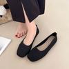 Knit Flats Autumn New Square Toe Shallow Mesh Breathable Soft Sole Non-Slip Sneakers
