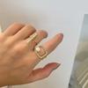 Lovers Gifts Square Geometric Adjustable Pearl Open Ring Finger Rings Party Jewelry Metal Rings