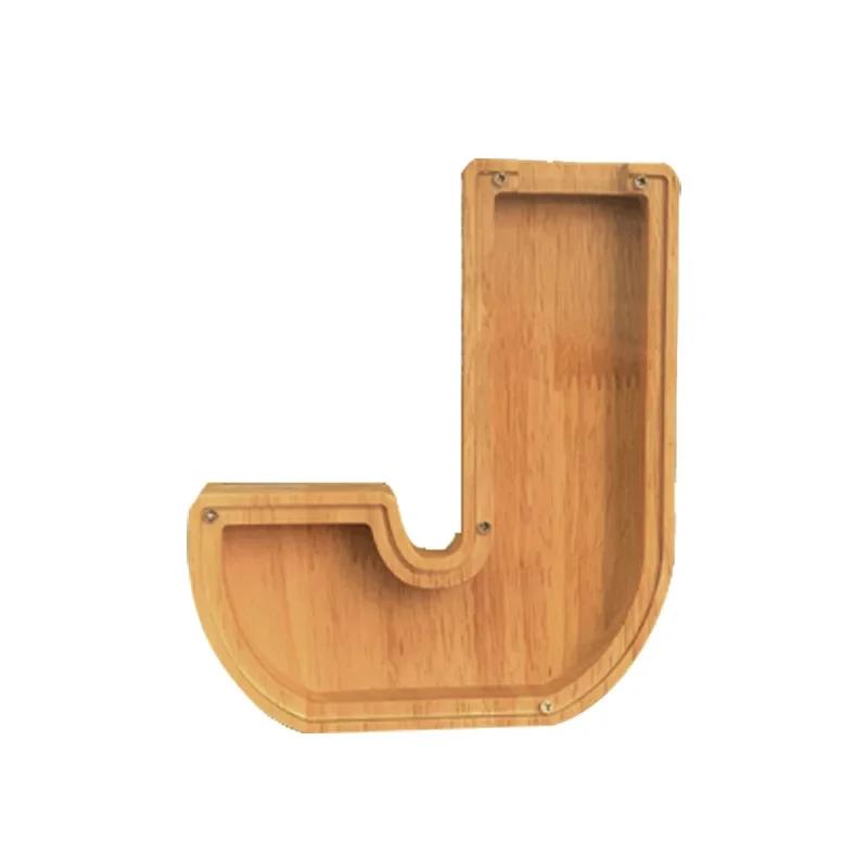 Домашнее украшение 26 букв деревянная копилка с персонализированной прозрачной стеклянной копилкой для детей Подарок детям