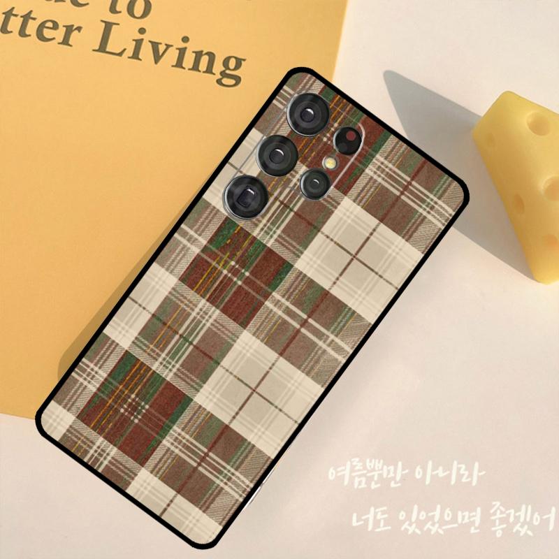 Коричневый Клетчатый Чехол Для Телефона Для Samsung Galaxy S24 S25 Ultra S9 S10 S20 S22 S21 Plus S23 FE Задняя Крышка Корпус