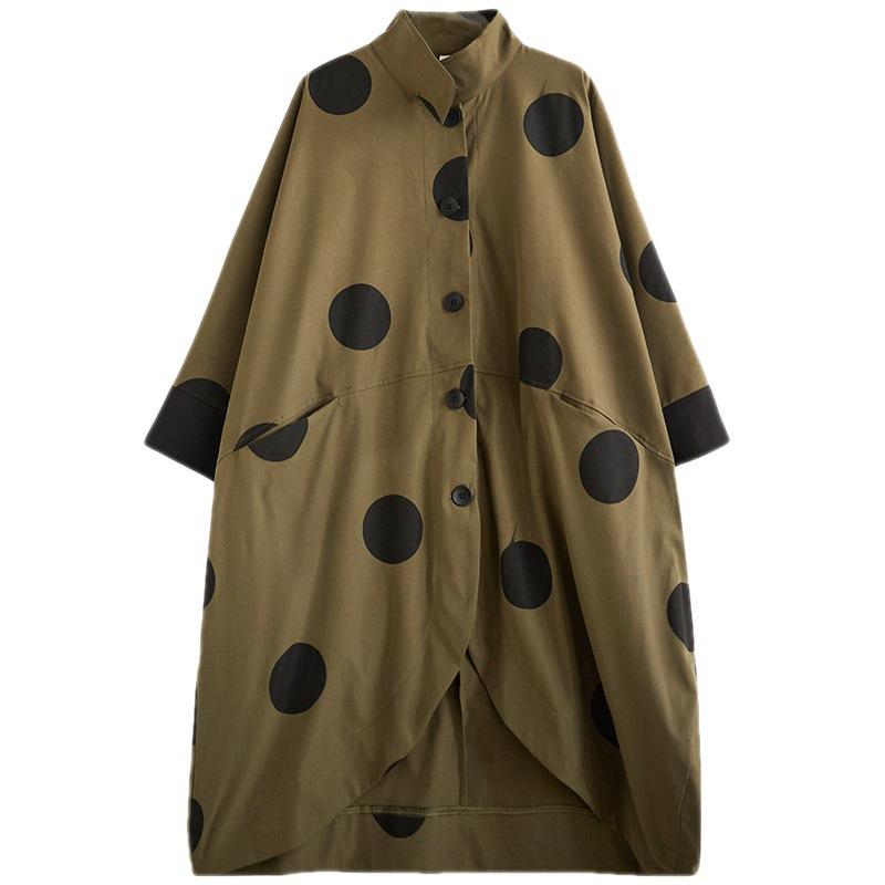 Oversized Polka Dot Trench Coat Women Vintage Autumn Loose Ladies Outwear Casual Trench Coats Fashion Woman Long Jacket Coat