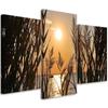 Картина из трех частей, напечатанная на холсте Озеро Трава Закат