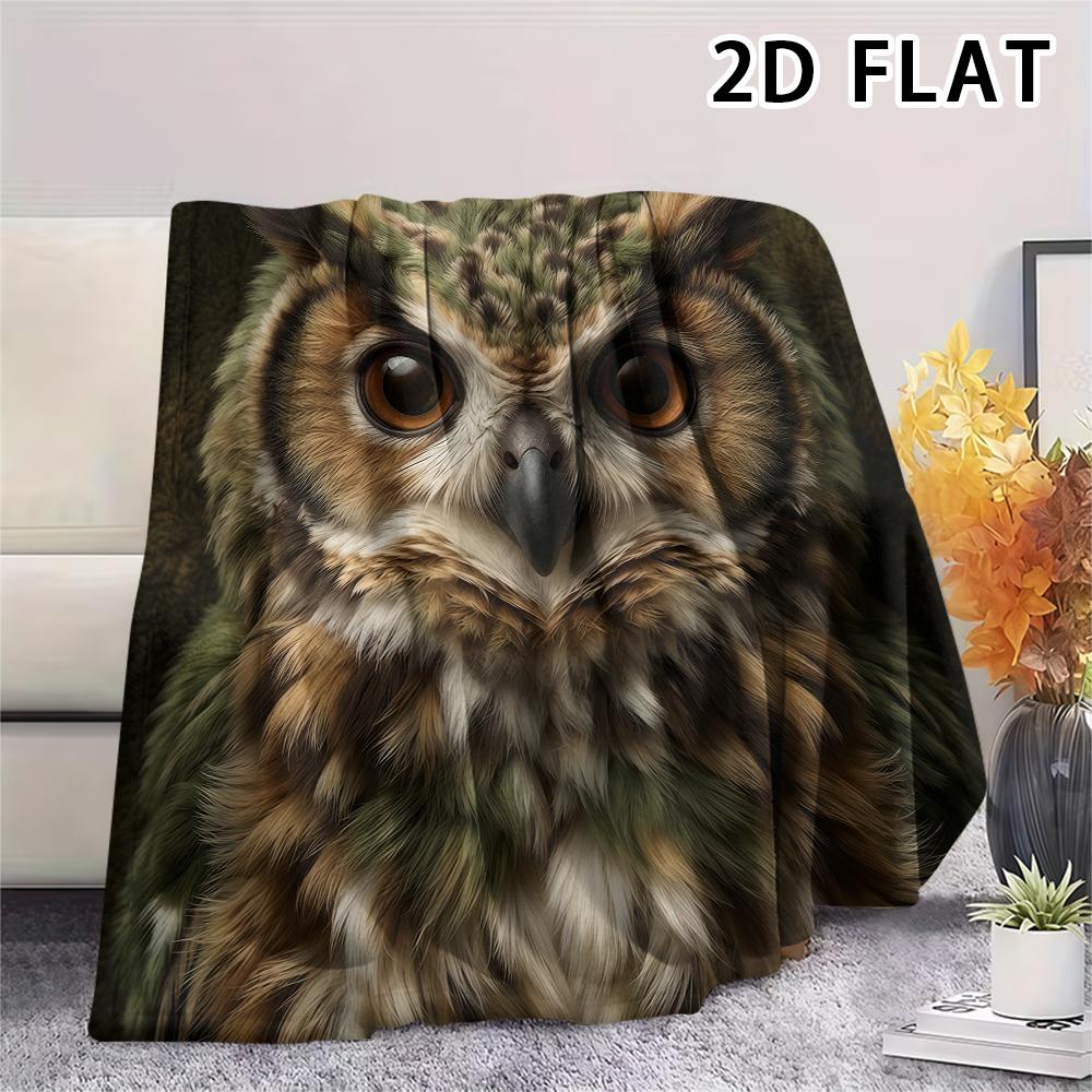 1Pc Close Owl Friends Print Flannel Blanket,High quality Comfortable for All Seasons,Home Decor,Warmth and Comfort,Perfect for Christmas Gifts