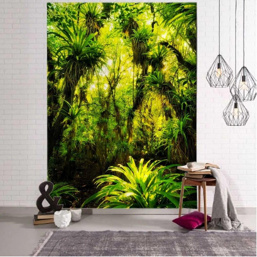 Tropical Plant Leaves Tapestry Jungle Palm Tree Wall Hanging Bohemian Psychedelic Room Decor Natural Landscape Art Home Decor