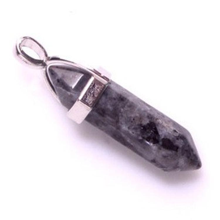 Hexagonal Agate Bullet Quartz Crystal Pendant Necklace