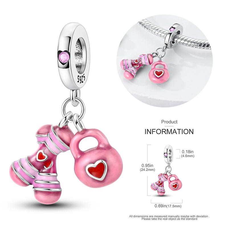 New Copper Bow Star Love Pink Series Charm Beads Suitable For 3Mm Original Bracelet Diy Fashion Jewelry Gift