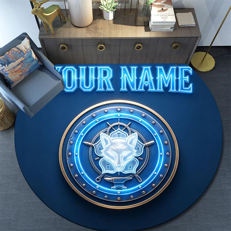 Custom Name,Leicester City pattern round rug,Carpet Rug for Living Room Bedroom Playroom ,Non-slip Floor Mat,Holiday Gifts and Birthday Gifts.