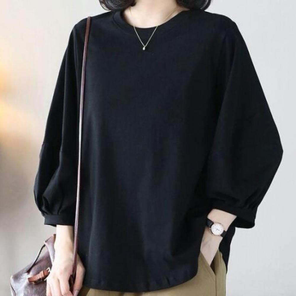 Rellawear Women Puff Sleeve Round Top 4color Jy250409