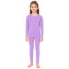 Kids Warm Loungewear Set 2-Piece, Solid Color Thermal Long Sleeve Shirt & Elastic Waist Pants, Sleepwear Winter Underwear