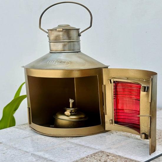 Набор из 2 морских латунных масляных фонарей, морской латунный бортовой огонь, коллекционный корабельный фонарь, морская масляная лампа, настраиваемый фонарь 27,94 см