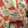 Christmas Retro Envelope Stamp Living Room Transparent Tulle Window Curtain Bedroom Kitchen Decor Veil Drapes Curtains