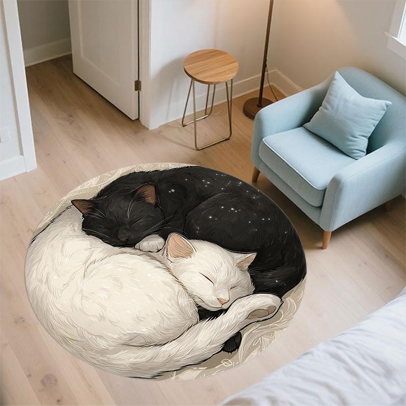 Kitten pattern round rug,Carpet Rug for Living Room Bedroom Playroom ,Non-slip Floor Mat,Holiday Gifts and Birthday Gifts.
