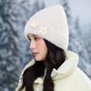 Осенне-зимние шапки для женщин, утолщенные и теплые, с цветами, вязаная шерстяная шапка, корейская шапка баотоу, уличная шапка для защиты от холода
