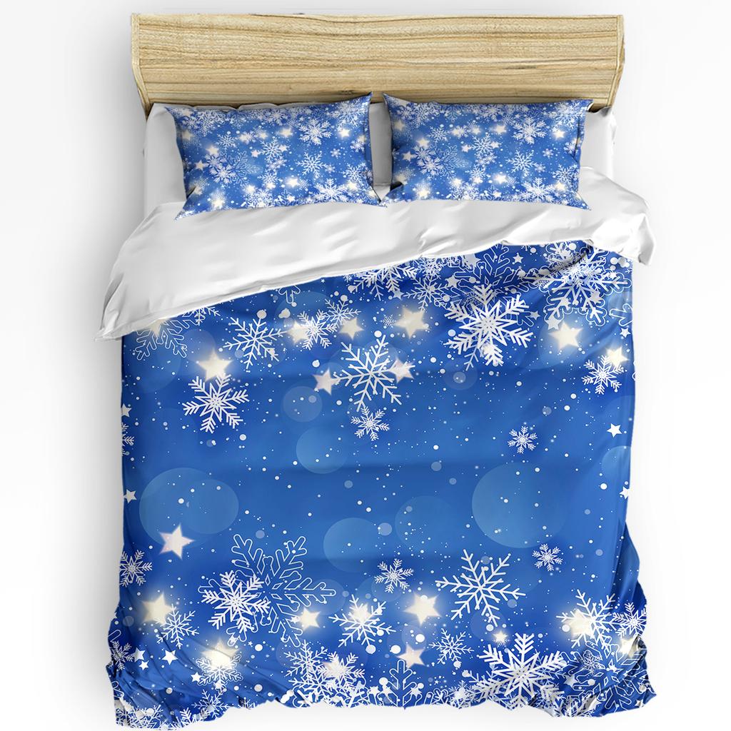 Christmas Snow Scene Snowflakes Gnome 3pcs Bedding Set For Double Bed Home Textile Duvet Cover Quilt Cover Pillowcase