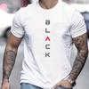 Men's Summer British Printed Casual Loose T-shirt Cotton Black Printed Round Neck Fashion Short Sleeve Y2K Large T-shirt Top