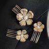 5pcs Retro Golden Flower Hair Forks Elegant Wave Zinc Zinc Alloy Barrettes Hair Clips Pearl Side Clips  Bride