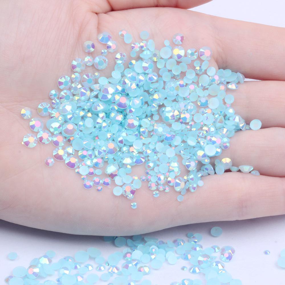 Multi-Color AB Jelly Resin Rhinestones, 2-6mm, 1000 Pcs, Flat Back for Nail Art