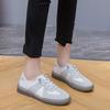 Женские белые кроссовки из воловьей кожи с мягкой подошвой и сеткой 2023 года для лета и осени