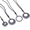 Natural Moon Ring Pendant Silver Black Hematite Bamboo Sporty Long Distance Relationship Couple Necklace Natural Stone Original