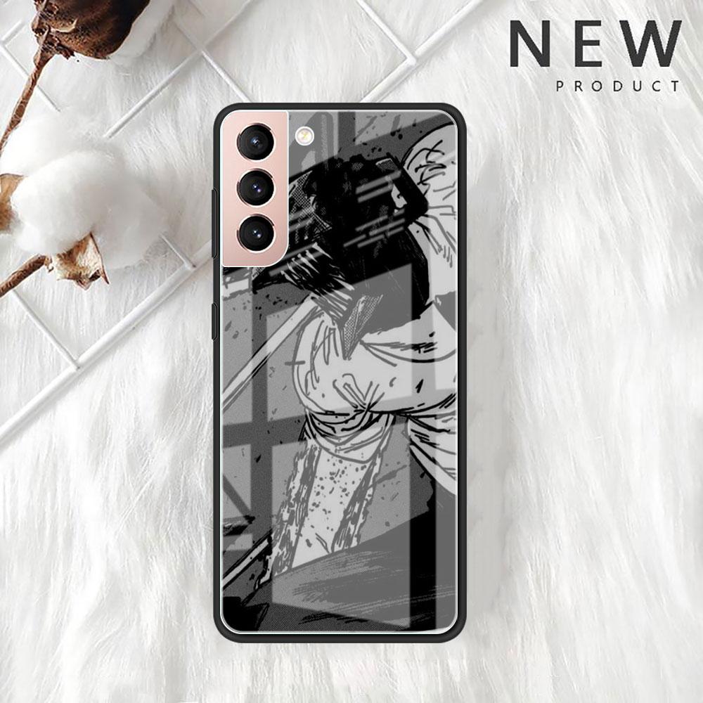 Крутой стеклянный чехол Chainsaw Man для Samsung Galaxy S22 S20 FE S21 Plus Чехол для телефона S10 5G S9 Note 20 Ultra 10 Lite
