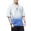 Men's Casual Short Sleeved T-shirt Summer New Men's Fashion Brand Gradient Loose Base Shirt Pure Cotton Half Sleeved T-shirt