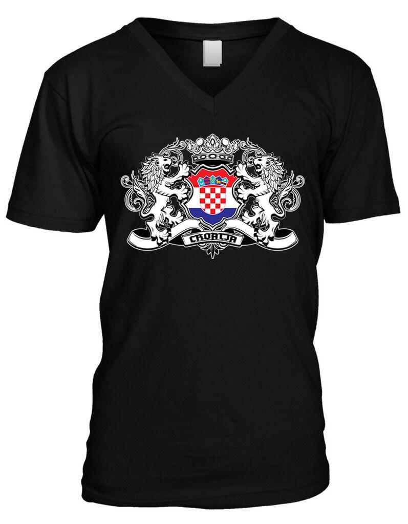 Футболка унисекс с V-образным вырезом и гербом хорватского флага Хорватии Pride Hrvatska