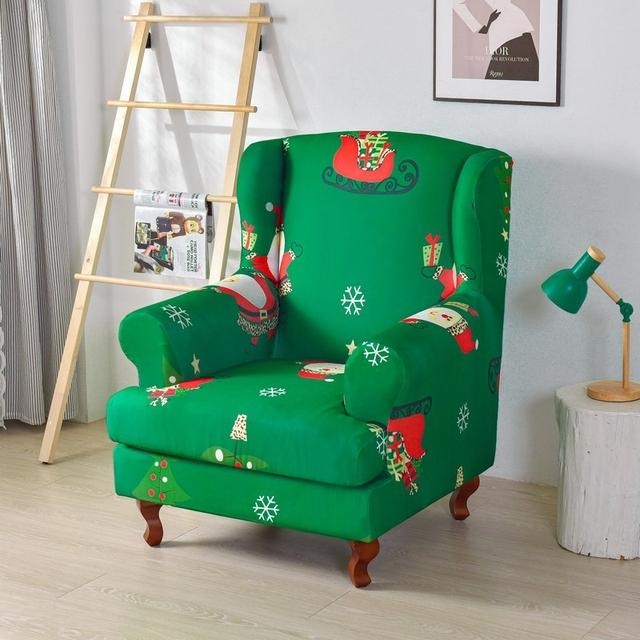 Geometric Wing Chair Cover Stretch Spandex Wingback Chair Covers Armchair Slipcover Furniture Protector Cover With Seat Covers