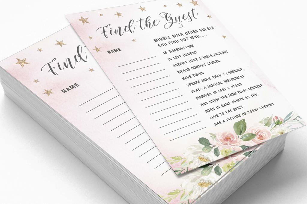 Inkdotpot Gender Reveal Floral Baby Shower Game Set Of 50 BabyA  AlphabetA  ABCA  Game Ita    s A Boy Ita    s A Girl Party