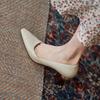 Handmade Beige Leather Women Pumps Sexy Pointed Toe Chic Stylish Office Lady Working Shoes 6cm Strange High Heels Stilettos