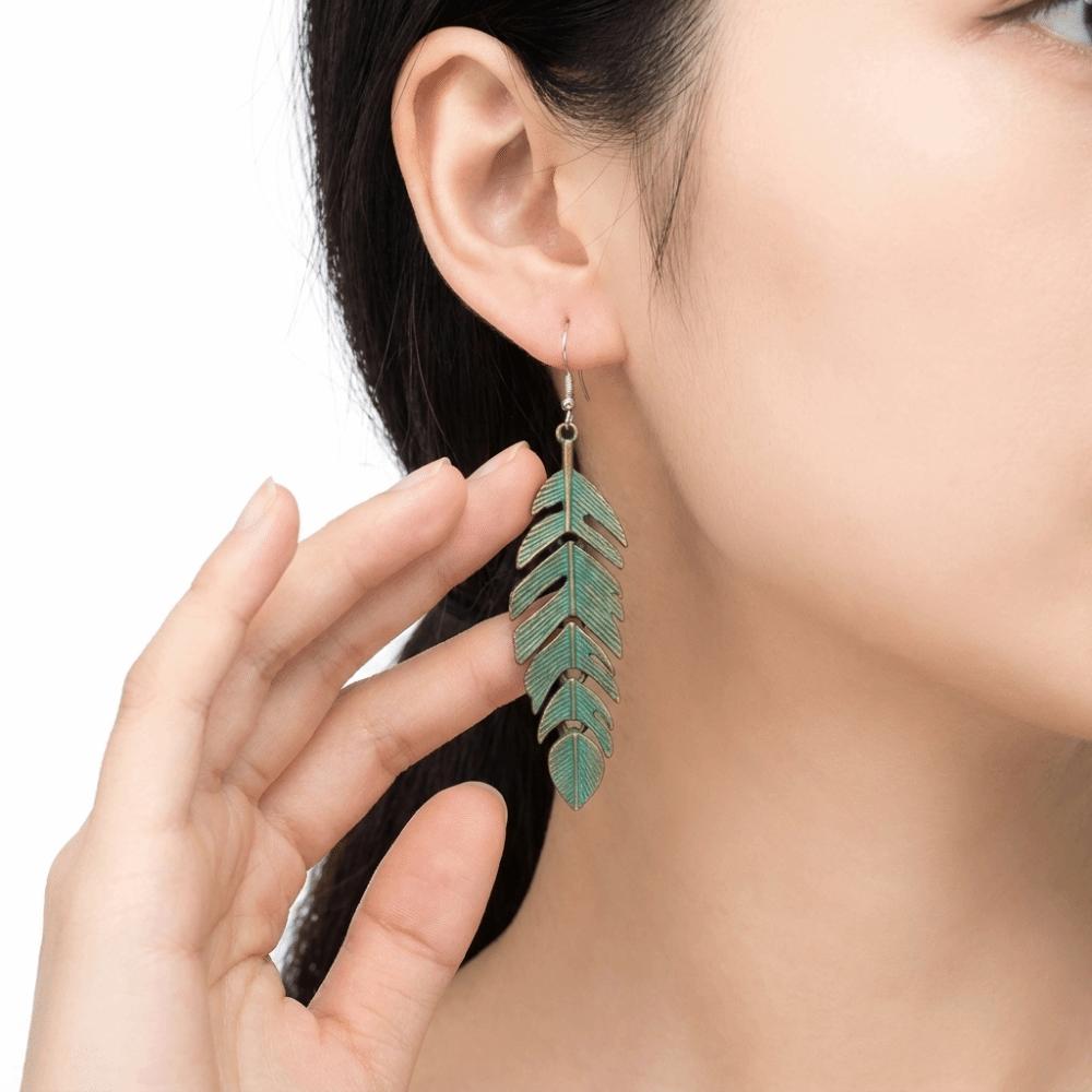 Royal Court Design Dangle Earrings Retro Metal Leaf Earrings Ethnic Earrings Leisure Gathering