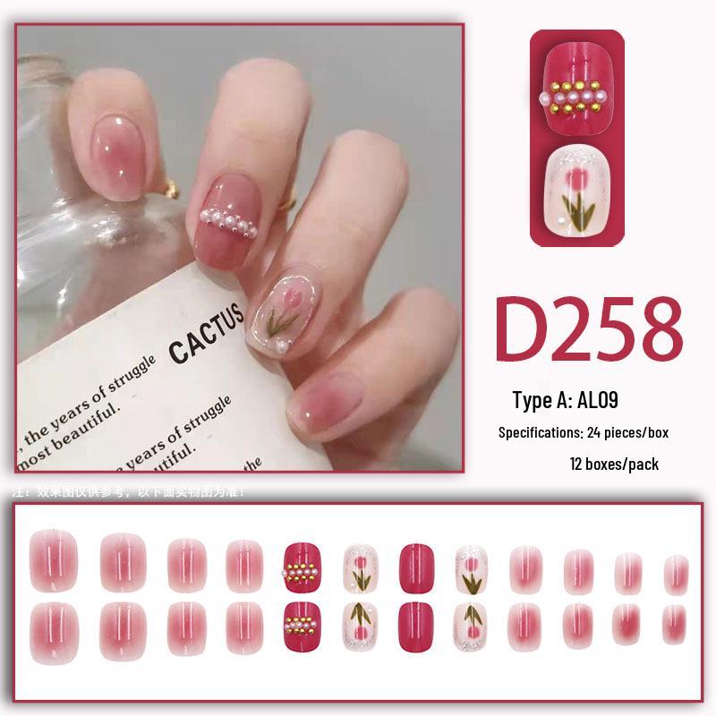 Sweet Fairy Detachable Press-On Nails: Cute Blush Translucent Finished Nails for Girls