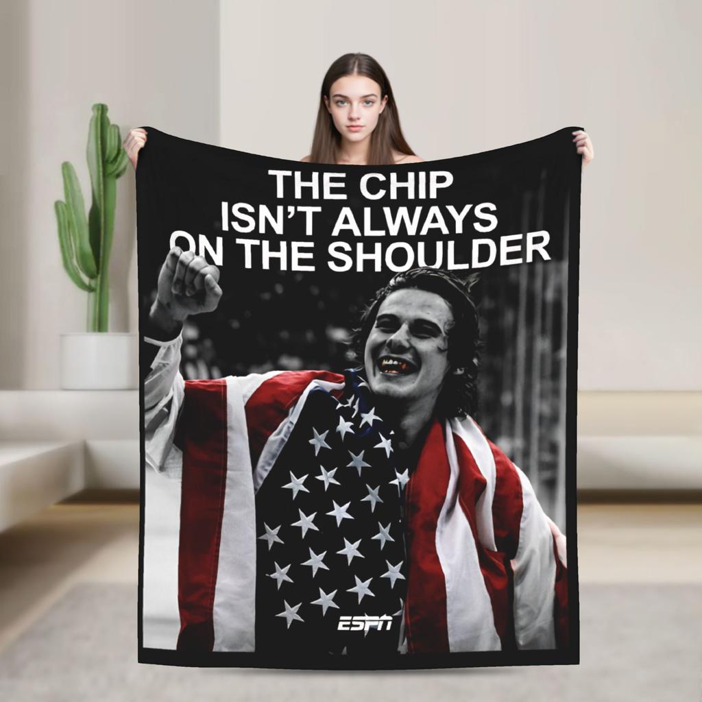 Jack Hughes USA Gold Medal Hockey Blanket Flannel Textile Decor Multi-function Warm Throw Blanket for Bedding Car Bedspread