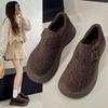 Бархатные Birkenstocks на толстой подошве, маленьким людям прибавляется рост осенью и зимой, теплые хлопковые туфли на подошве-маффине