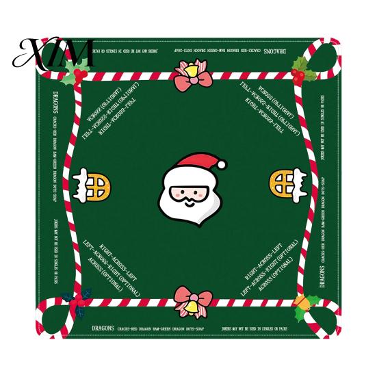 Noise Reducing Game Pad Christmas Mahjong Table Mat, Non-Slip Rubber American Reduction Poker Mat Waterproof Cover for Poker, Card, Board & Tile Games