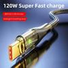 120W 6A USB To Type C Cable Super Fast Charging Data Cord For Xiaomi 14  Samsung Huawei Type-c Charger Cord