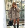 Women Casual Lapel Thick Faux Leather Jackets Vintage Single-breasted Warm Wool Blends Coats Female Winter High Street Outwears